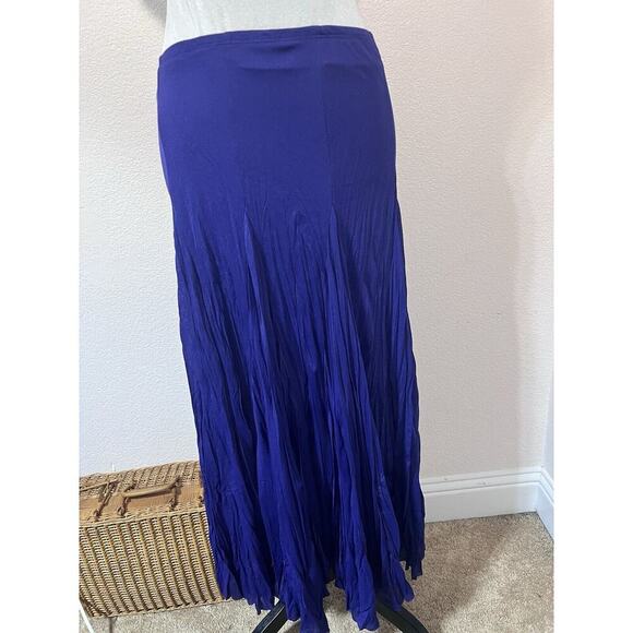 Vintage Fairy Crinkle Maxi Skirt Asymmetrical Artsy Boho Purple Sz M Stretchy - Picture 1 of 8
